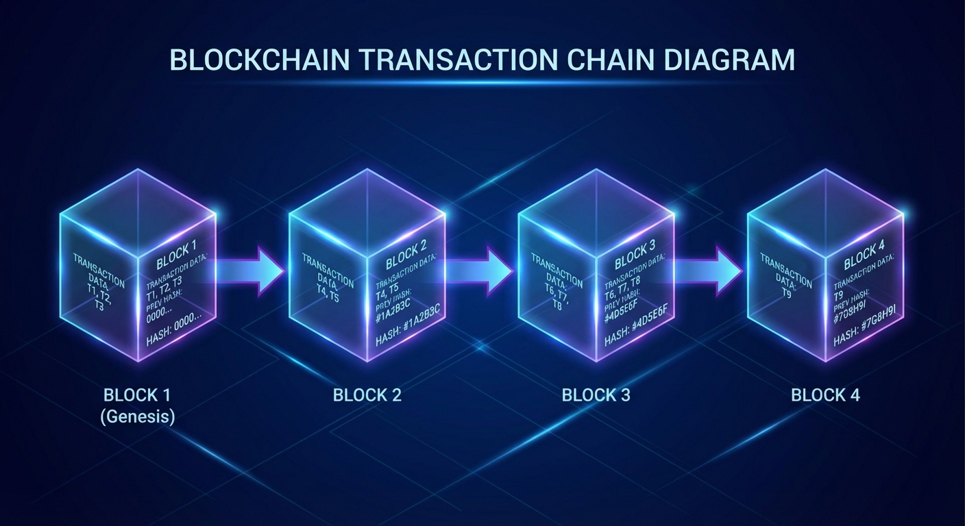 A futuristic blockchain network visualization