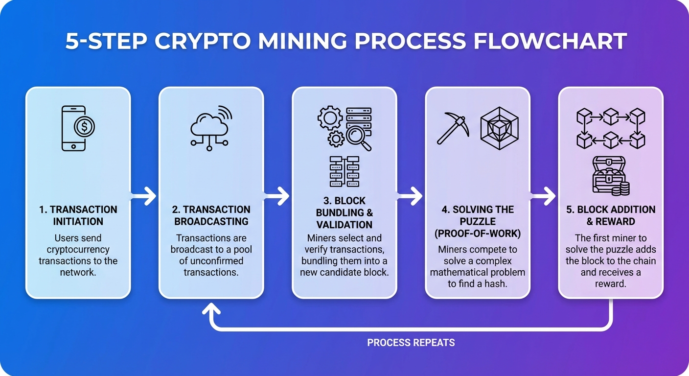 Flowchart illustrating the 5 steps of the mining process